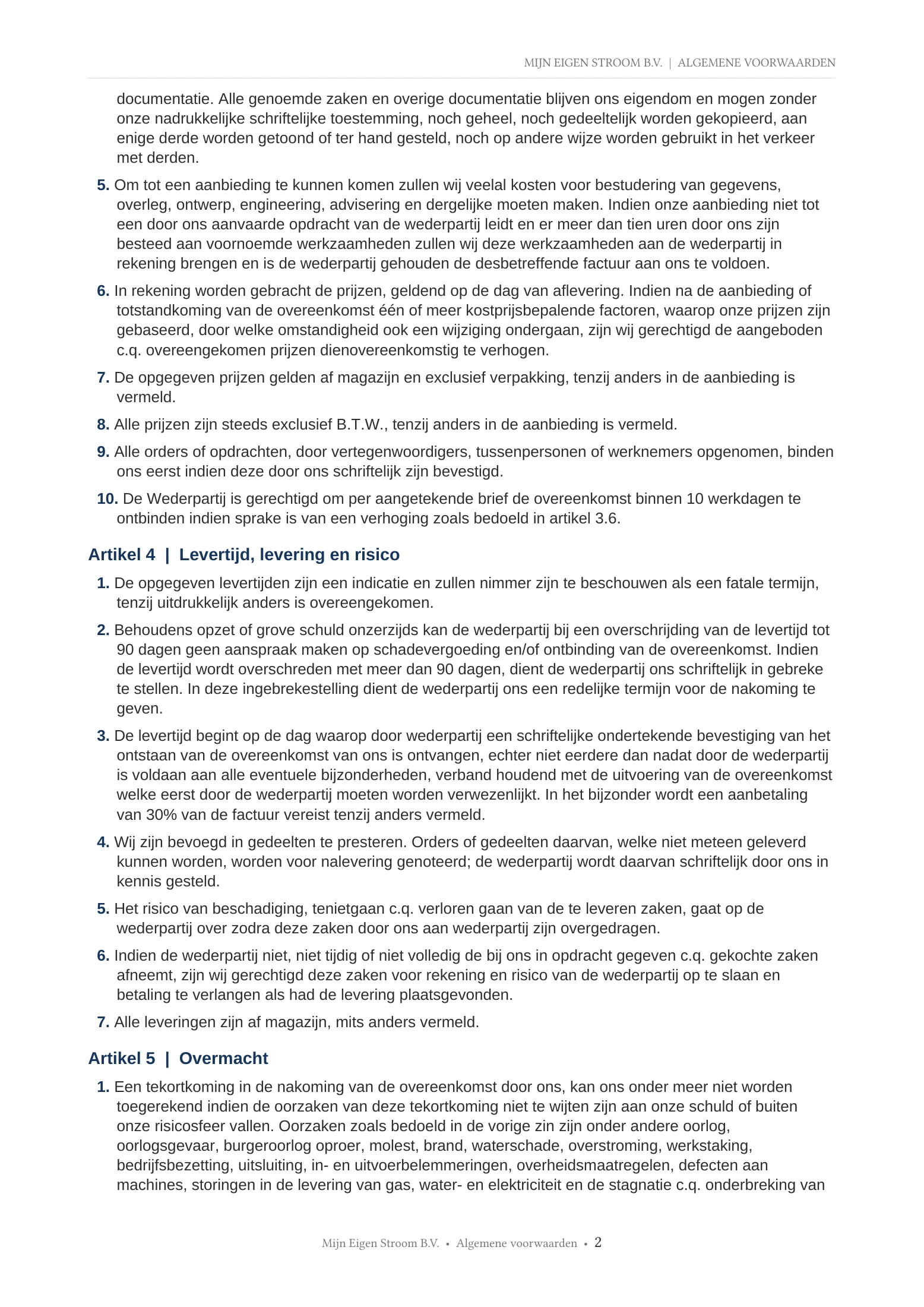 Algemene voorwaarden, pagina 2 van 7