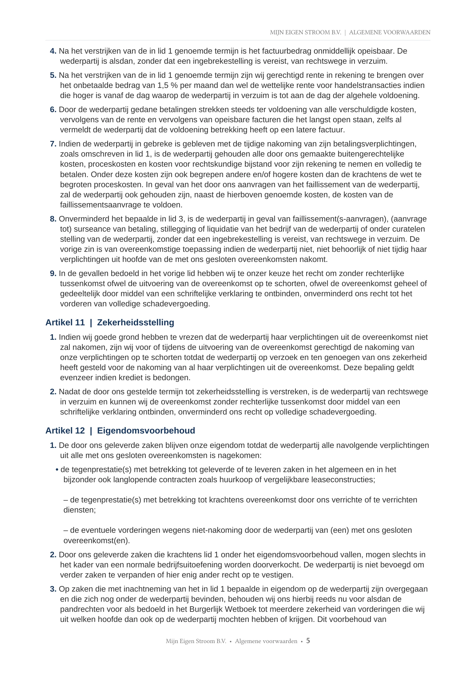 Algemene voorwaarden, pagina 5 van 7