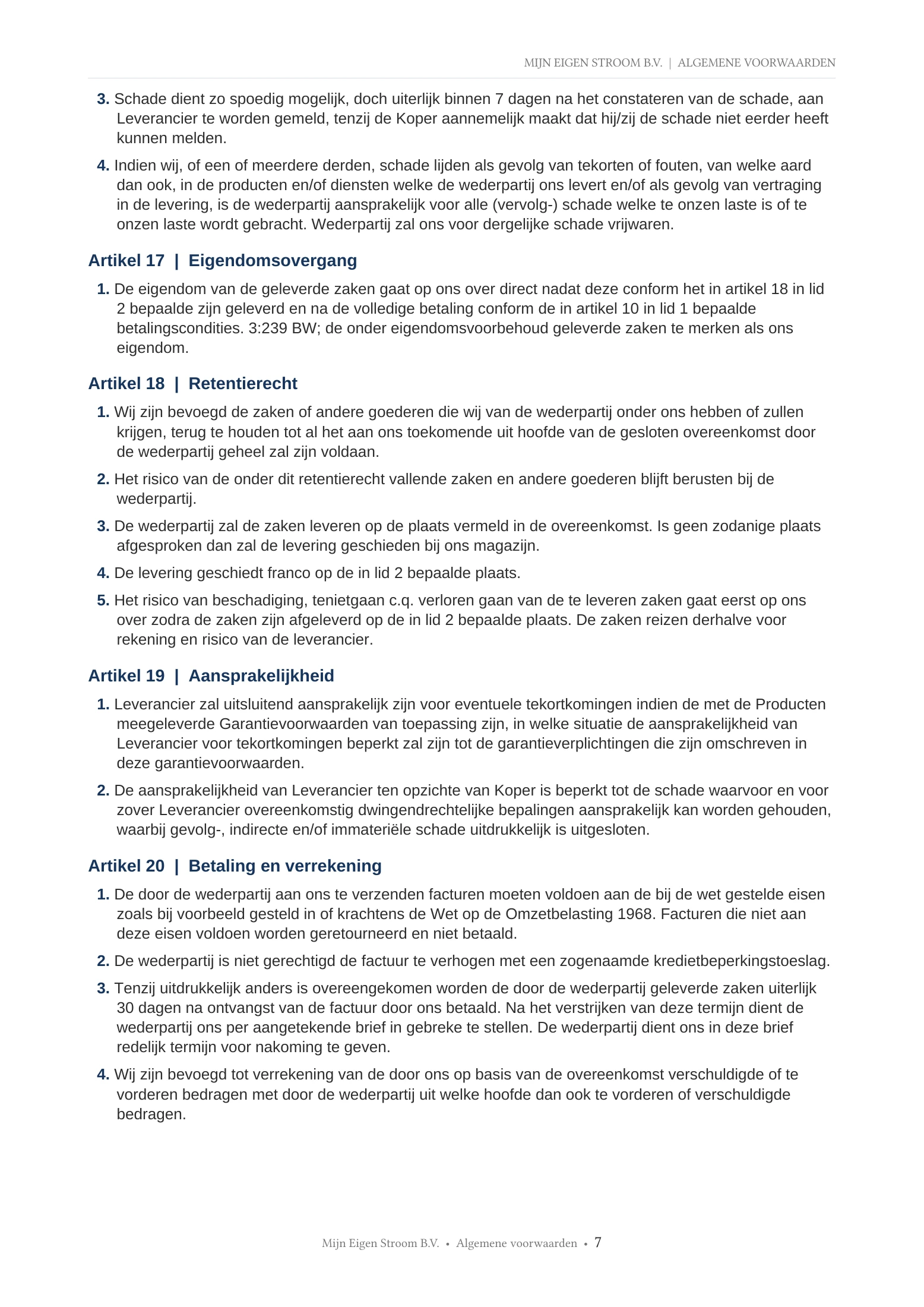 Algemene voorwaarden, pagina 7 van 7